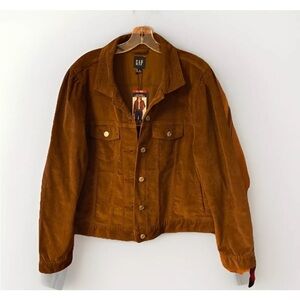 Gap Women's Puff Sleeve Corduroy Short Jacket Size XL Emperador Fall NWT